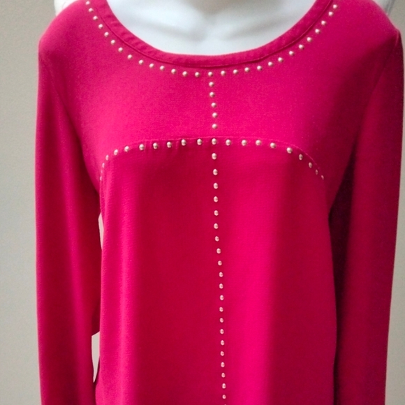 Michael Kors Tops - Michael Kors Red Studded Hi-Lo Hem Blouse in Size L
